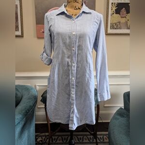 Fire Los Angeles Light Blue Casual Button-Down Dress